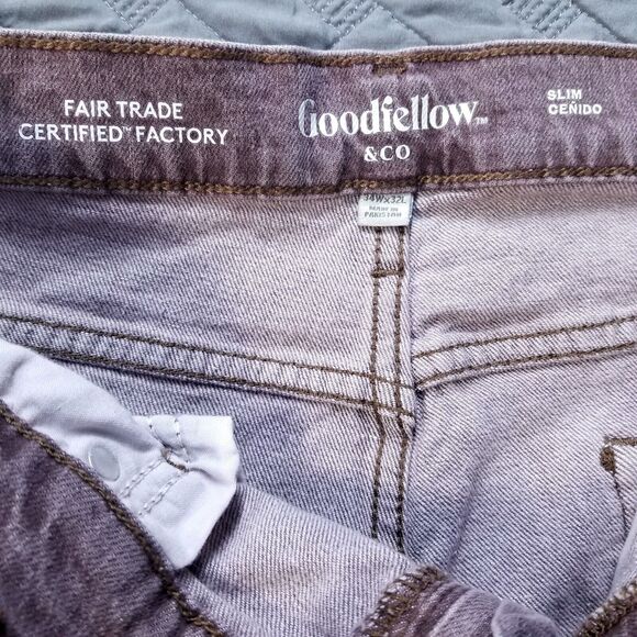 Goodfellow & Co Jeans Mens Size 34x32 Brown Slim Straight Dark Wash Denim - Picture 4 of 12